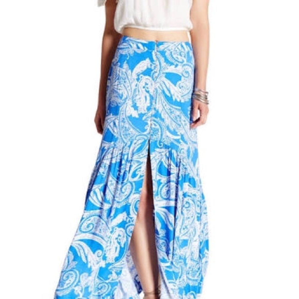 Free People 4 Blue Combo Maxi Skirt